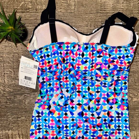 Profile by Gottex Lettuce Ruffle Sweetheart Tankini Top Swimsuit 34D Swimwear | - Picture 3 of 8